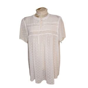 Torrid‎ White Swiss Dot Peasant Blouse Bohemian Size 1